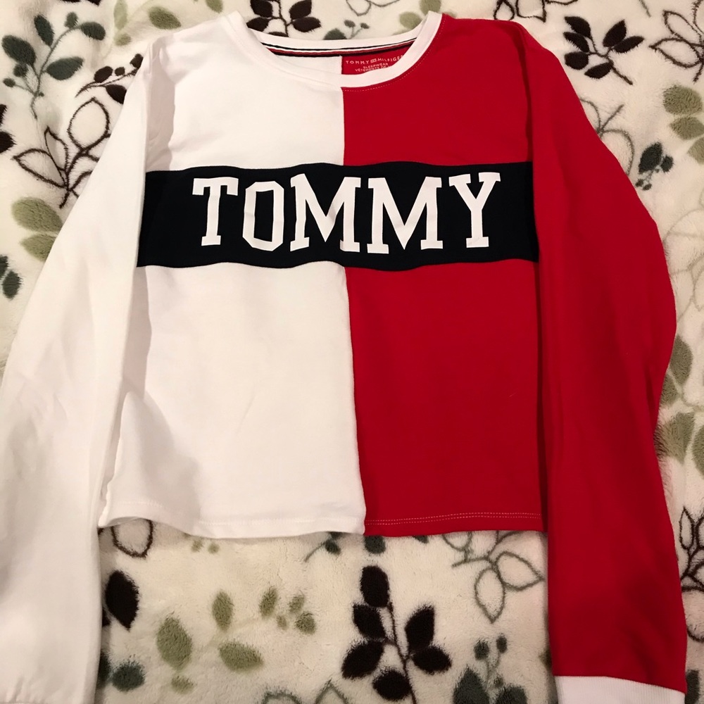 Red and White Tommy Hilfiger Long Sleeve